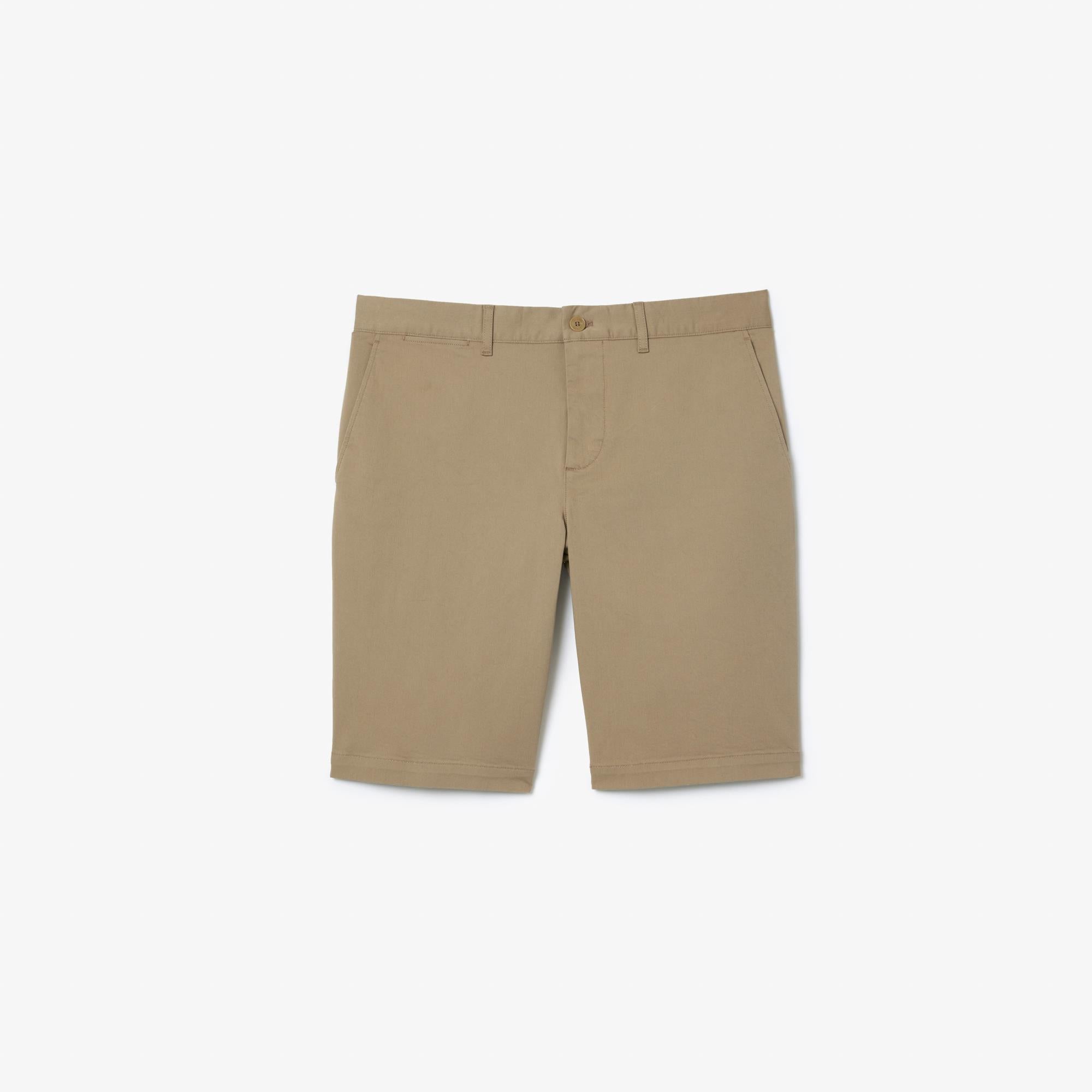 Lacoste Mens Slim Fit Cotton Chino Shorts Beige